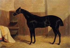A Portrait Of The Horse "jack Spigot" In A Stable by John Dalby