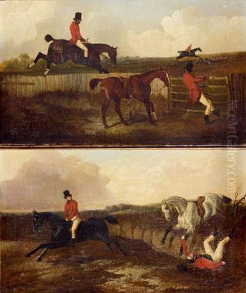 Scenes De Chasse A Courre, Le Saut Et La Chute (pair) - view 1