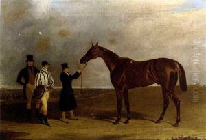 "general Chasse" Held By His Trainer With His Jockey And Owner Standing To The Left by John Dalby