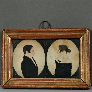 Double Miniature Portrait Of A Man And Woman by Justus Dalee