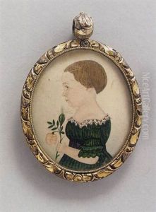Young Child In Green Dress With Exquisite Lace Collar, Rose Blossom And Rosebud: A Portrait Of Frederick H. Waste Young Child In Green Dress With Exquisite Lace Collar, Rose Blossom And Rosebud: A Portrait Of Frederick H. Waste