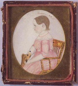 Portrait Of A Child In Pink Seated In A Paint Decorated Fancy Chair
