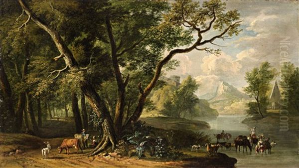 Mountainous Landscape With Shepherds - view 1