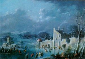 Paysage D'hiver Avec Patineurs by Dirk Dalens III