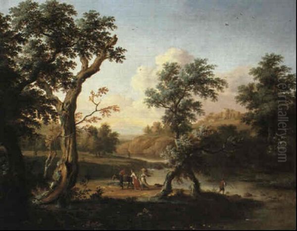 Figures In A River Landscape - view 1