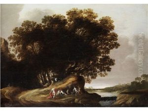 Landschaft Mit Zahlreichen Weiblichen Halbnackten Bis Nackten Personen An Gewasser by Dirk Dalens the Elder