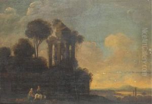 Pastoralt Landskap Med Tempelruiner Och Herdar by Dirk Dalens the Elder
