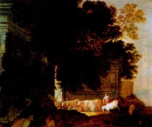 Arkadische Landschaft Mit Vieh Und Hirten