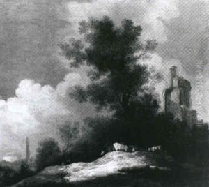 Landschaft Mit Einer Viehherde Vor Antiken Ruinen by Dirk Dalens the Elder
