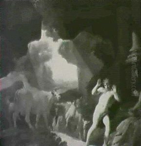 A Rocky Landscape With Narcissus And Echo By A Pool With Cattle And Goats by Dirk Dalens the Elder