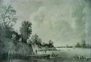 Scene De Riviere Hollandaise by Dirk Dalens the Younger
