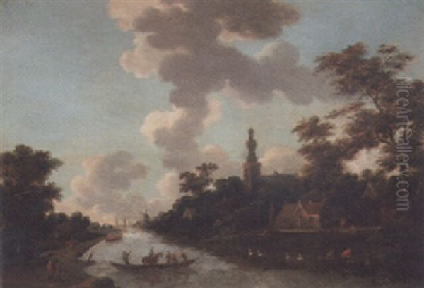 A View Of A Canal On The Outskirts Of A Town - view 1