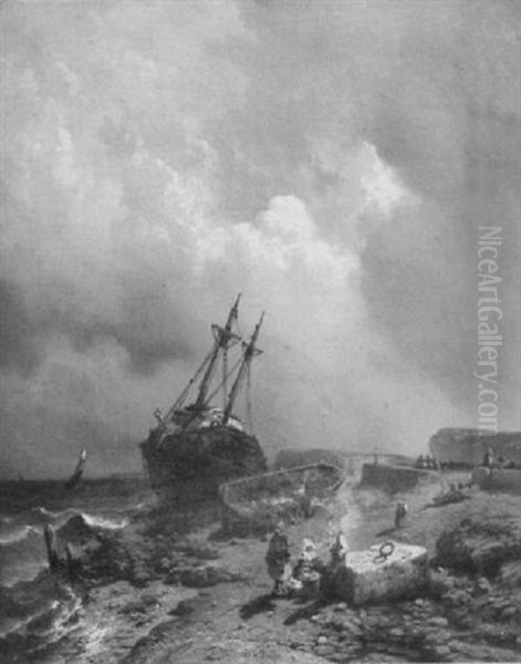 Kustenlandschaft Mit Gestrandetem Schiff - view 1
