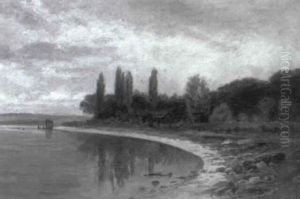 Uferlandschaft Unter Bew"lktem Himmel