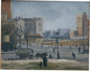Rue Animee Et Caleche by Louis R. Antral