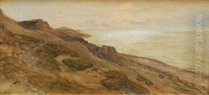 Coastal Scene In The Evening Sun by Hans Mathias Halten Dall