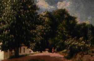 Legende Born Under Blomstrende Kastanjer by Hans Mathias Halten Dall