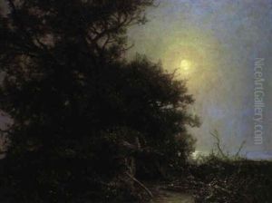 Kustenlandschaft Bei Mondschein by Hans Mathias Halten Dall