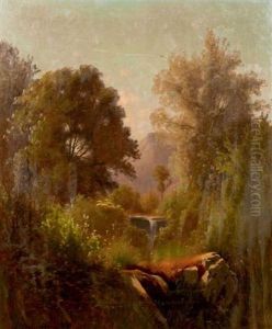 Paysage Au Ruisseau by Leon Dallemagne