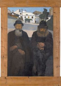Zwei Sitzende Walliser Bauern by Raphy Dalleves