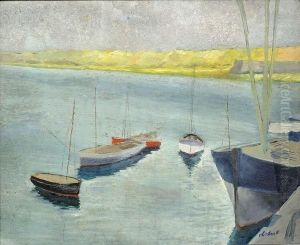 Voiliers Au Port by Louis Robert Antral