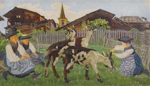 Ziegen Vor Bauernhausern by Raphy Dalleves