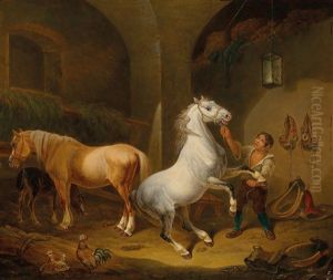 Stable Scene by Johann Baptist Dallinger von Dalling the Younger