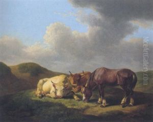 Tiere Auf Der Weide by Johann Baptist Dallinger von Dalling the Younger