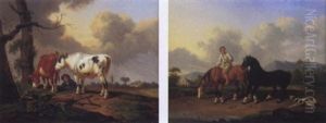 Cavalier Et Sa Monture Devant Un Point D'eau by Johann Baptist Dallinger von Dalling the Younger