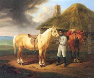 Rast Der Pferde by Johann Baptist Dallinger von Dalling the Younger