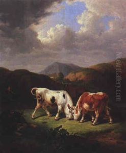 Kuhe Auf Der Weide by Johann Baptist Dallinger von Dalling the Younger