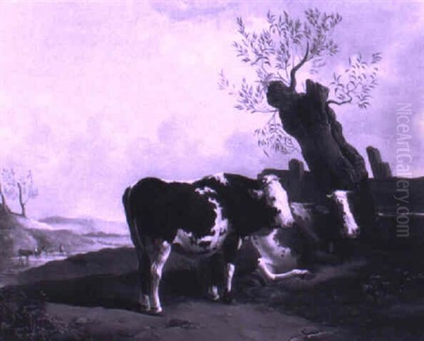 Cows Resting Along A River - view 1