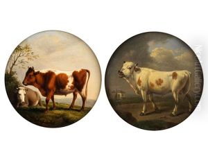 Bildnis Eines Ochsen Und Bildnis Zweier Rinder (pair) by Alexander Johann Dallinger Von Dalling