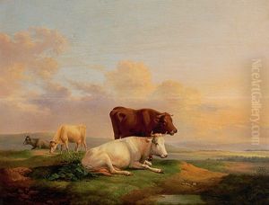 Kuhe Auf Der Sommerweide. In Meisterlicher Manier by Alexander Johann Dallinger Von Dalling