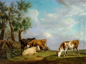Kuhe Auf Der Weide by Alexander Johann Dallinger Von Dalling