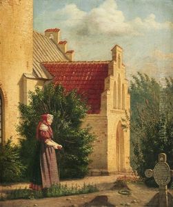 Woman By A Church