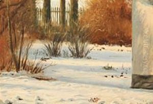 Winter Landscape With Sunlight In A Garden by Christen Dalsgaard