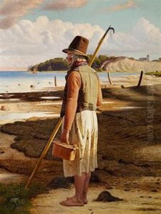 An Old Fisherman On The Beach, Limfjorden In Jutland by Christen Dalsgaard