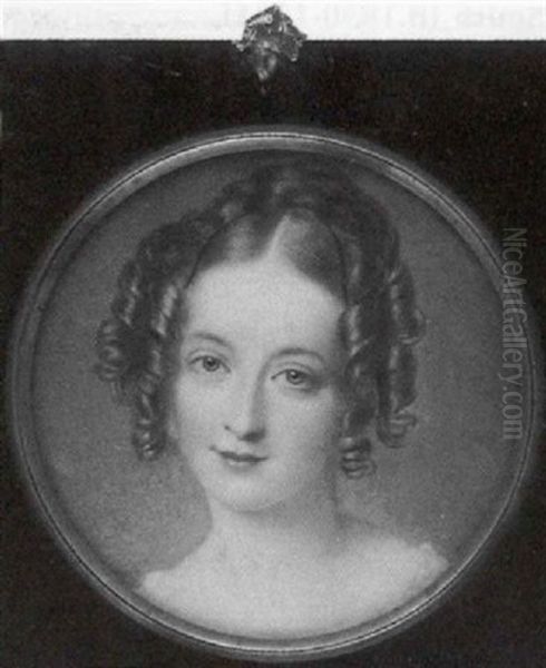 Mrs. Spencer Smith In White Dress, A Black Ribbon In Her Curled Brown, Hair - view 1