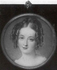 Mrs. Spencer Smith In White Dress, A Black Ribbon In Her Curled Brown, Hair