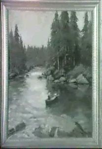 Scenic Depiction Of Fisherman On Lake Surrounded By Pine Forest by Matthew A. Daly
