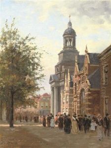 Numerous Cityfolk By The Hartebrugkerk, Leiden