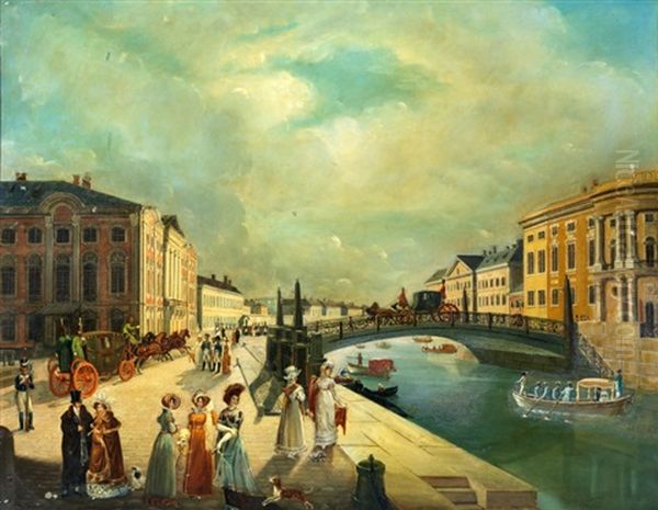 Le Pont De La Police Sur La Moskva Avec Le Palais Stroganoff, St Petersbourg - view 1
