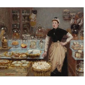 Une Boutique De Fromages - The Cheese Vendor by Edouard-Jean Dambourgez
