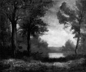 Waldlandschaft Mit See Waldlandschaft Mit See