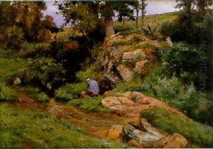 Lavandiere Pres Du Ruisseau by Emile Charles Dameron