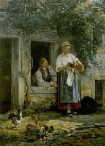 Scene De Genre A La Ferme by Emile Charles Dameron