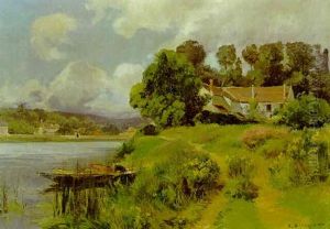 Fluslandschaft Im Fruhling by Emile Charles Dameron