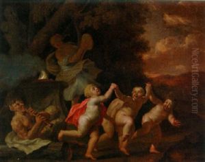 Putti And A Maenad Dancing To A Piping Satyr