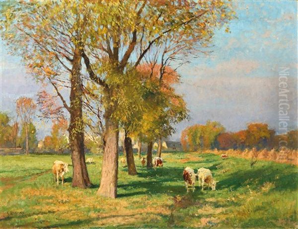 Sommerlandschaft Mit Weidenden Kuhen - view 1
